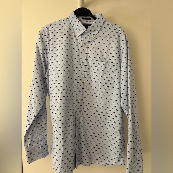 Like new - Banana Republic casual button down - light blue with dog print - Picture 1 of 2